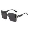 Gafas de sol cuadradas sin marco, nuevas gafas de sol verdes con montura grande, tono batido, mismo estilo, gafas de sol de moda para mujer en stock