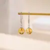 Pendientes Geométricos de Cristal Natural Plateado Yilu Plata de Ley S925 Cristal Amarillo Torre Bolas Chapadas en Oro Pendientes con Gancho Redondo Listos en Stock
