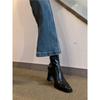 O Chefe Recomenda [Botas Que Te Deixam Mais Magra] com Bico Quadrado Pequeno, Salto Bloco, Salto Alto, Botas Elásticas, Botas Curtas Elegantes e Versáteis