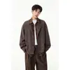 Chaqueta de Lino a Cuadros Patchwork de Manga Larga Estilo Old Money para Hombre, Chaqueta Casual con Cuello de Traje Botones Tendencia Coreana y Japonesa Otoño e Invierno