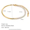 Moda Transfronteriza Europea y Americana Nicho Joyería Retro Acero Inoxidable Chapado en Oro de 18K Alambre Redondo Zirconia Empalmado Pulsera para Mujer