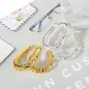 Pendientes de Dos Anillos con Forma de Flor Calada Populares Transfronterizos en Forma de U con Estilo Exagerado, Joyería de Estilo Retro Europeo y Americano, Venta Directa de Fábrica