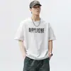 Camiseta de Manga Corta para Hombre Primavera/Verano 2024, Estampado de Letras de Moda, Cuello Redondo, Top Casual Deportivo Holgado de Media Manga