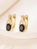 Pendientes cruzados Shein nuevos de cristal color rojo granate ovalado con detalles en dorado champagne para mujer, accesorios de moda elegantes y sencillos