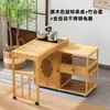 Mesa de Té Giratoria Móvil Balcón Hogar Máquina de Bar de Té Integrada Preparación de Té Mesa de Café Multifuncional Juego Completo Mesa de Té Gabinete de Agua para Té