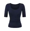 Nova Blusa de Verão Slim-Fit Valorizadora de Manga Curta para Mulheres com uma Vibe Pura e Sexy, Camiseta Básica Regular na Base do Ombro