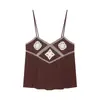 Nuevo Top sin Mangas de Verano para Mujer Estilo Europeo y Americano con Bordado, Top de Punto Calado con Flecos, Sexy para Chicas Calientes