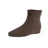 Botines Estilizadores para Mujer de 4 cm de Altura, Versión Coreana Otoño 2026, Botines de Moda con Punta Redonda de Gamuza y Cremallera Trasera, Botines para el Trabajo