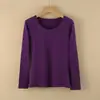 Ropa de algodón para mujer de otoño, suéter de algodón fino para usar como capa base, otoño e invierno, suéter de manga larga térmica, top térmico de cuello redondo