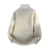 Suéter de punto para hombre de media cremallera transfronterizo para otoño e invierno con rayas de bloques de color, cuello alto, jersey de punto, capa base holgada de moda