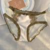 Puro Romántico ~ Satén de Seda de Hielo para Mujer Calzones Triángulo Sexy de Encaje de Malla Fina de Cintura Baja para Niñas