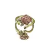 Nuevo Anillo de Flor de Diamante Brillante Estilo Japonés y Coreano con Micro Circonita para Mujer, Dulce Estilo de Celebridad de Internet, Joyería Única de Anillo Abierto de Flor de Mariposa