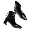 Botines populares de tacón alto con punta para mujer, nuevo estilo primavera y otoño 2026, tacón grueso, antideslizantes, ajustados, con cremallera trasera