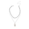 Joyería Retro Simple Versátil Transfronteriza Europea y Americana para Mujer, Collar de Cristal Multicapa con Colgante Redondo de Retrato de Aleación