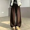 Pantalones de Cachemira Suaves y Pegajosos de Pierna Ancha Acortados Otoño e Invierno Caídos Sueltos Largos con Cordón Elástico Adelgazantes Ocultan Imperfecciones Pantalones Casuales para el Trabajo