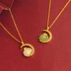 Nuevo y lindo collar con colgante de conejo para mujer, con piedras preciosas sintéticas, personalizado, de aleación de cobre a juego.