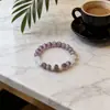 Pulseira com Pedra Olho de Gato de Calcedônia Estilo Artístico Retrô Nuvem Roxa Novo Estilo Chinês para Mulheres, Acessório de Mão de Cristal Morango Moderno e Clareador de Pele