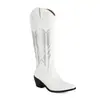 Otoño Invierno 2026 Botas Nuevas para Mujer Moda Europea Americana Punta Cuadrada Tacón Grueso Bordado Bordado Tradicional Botas Largas Botas de Montar Comercio Exterior