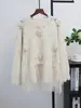 Suéter de Punto con Flor Tridimensional de Lentejuelas 2026 Otoño/Invierno Nuevo Estilo Malla Empalmada Suéter Suave para Mujer