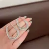 Brincos Geométricos Quadrados de Malha com Diamantes Super Brilhantes, Populares na Europa e América, Personalizados, Elegantes, de Luxo Leve, Exquisitos