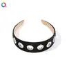 Qiyue Transfronterizo Nuevo Estilo Ins Anillo Metálico Tela Diadema de Ala Ancha Retro Versátil Diadema de Color Sólido Pinza para el Cabello Antideslizante
