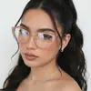 Armazones Metálicos Retro con Brillo para Gafas de Mujer, Estilo Ojo de Gato, Patillas de Resorte, Europeos y Americanos Anti Luz Azul, Lentes Lisos de Moda