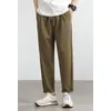 LiquidaciónEstilo Japonés Anti-Arrugas Tencel Forma de Cono Pantalones Casuales de Verano para Hombre Cintura Elástica Hielo Seda Rectos Largos