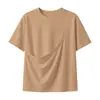 Camiseta de Manga Corta con Bolsillo Grande, Corte Holgado, Top Casual de Hombro Caído para Verano, Puede Guardar Artículos para Mascotas y Teléfono, Versátil y Moderno