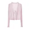 Top de punto de alta calidad en color verde claro con cordones para mujer, nuevo estilo de verano, corte holgado, estilo coreano, top fino