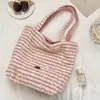 511281 Bolso de Hombro Doble Cara Rayado Rosa Relleno Bolso de Mano para Mujer Bolso de Lona Estampada Bolso de Lona Reversible