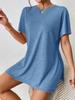 Comercio Exterior Transfronterizo Ropa Casual de Verano para Mujer Cómodo Conjunto de Dos Piezas Camiseta con Mangas de Murciélago Cuello Redondo Abertura y Pantalones Cortos Ajustados