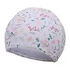 Touca de pano de desenho animado infantil para meninos e meninas, estampa digital, touca de natação fofa, confortável, sem cabeça, piscina, touca de natação de salto alto
