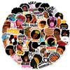 Grande Promoção 50 Adesivos Série Beleza Pele Negra Personalizados Europeus e Americanos para Mala Pacote de Expressões Inspiradoras Desenho Animado Menina Negra Engraçada