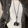 Bolsa Pequeña y Linda de Cuero para Monedas Collar Colgante para Mujer Funda para Auriculares Cuerda de Cuero Cadena de Lana Accesorios Largos Bolsa de Almacenamiento