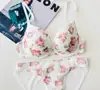 Lencería para Mujeres con Poco Busto, Sujetador Estilo Francés que Realza y Hace Parecer Más Grande, Diseño Sexy Push-Up para Prevenir la Caída, Conjunto de Sujetador Floral Puro Deseo para Verano