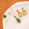 Conjunto de tres piezas de joyería de circonita y esmeralda para mujer, estilo europeo y americano, para otoño e invierno.