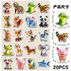 20 Peças de Adesivos Magnéticos de Animais 3D Originais Pintados à Mão, Desenhos Animados Fofos Graffiti, Adesivos Magnéticos Macios para Geladeira Transfronteiriços Atacado