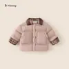Jaqueta Infantil Youbao para Meninas com Forro de Algodão, Blusa Grossa para Bebês, Novo Casaco de Algodão Infantil Inverno 2026 com Estampa Xadrez e Bloqueio de Cor