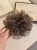 Goma para el pelo Sexy Estilo Coreano con Estampado de Leopardo Profundo y Toque Francés, Accesorio de Moda de Gama Alta para Moños para Mujeres