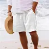 Shorts de Verano para Hombre de Algodón con Cordón y Cintura Elástica de Color Sólido Transpirables para Uso Diario y Playa