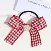 Estilo Coreano Suave Patrón de Houndstooth Lazo para el Cabello Elegante Clásico Estilo Coco Chanel Perla Cuero Accesorios para el Cabello Estiloins