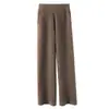 Pantalones Blancos de Punto Rectos de Pierna Ancha para Mujer de Otoño e Invierno con Efecto Drapeado, Largo hasta el Suelo, Adecuados para Tallas Pequeñas