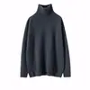 Suéter de Cachemir Estilo Faye Wong para Mujer, Otoño e Invierno Grueso de Punto de Cuello Alto Suave Holgado Perezoso Suéter Base de Cachemir