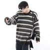 Suéter de moda americano retro a rayas holgado de cuello redondo para hombre estilo coreano perezoso casual