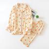 Algodón Primavera y Verano Nuevo Pijama de Algodón Crepé de Doble Capa para Mujer Delgado de Manga Larga Pantalones Holgados Suaves Conjunto de Ropa para el Hogar