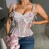 Novo espartilho de osso de peixe transfronteiriço francês, top regata sexy retrô europeu e americano, camisola de verão quente com gola halter e modelagem da cintura