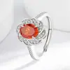 Anel Coroa de Flor de Ovo de Pombo com Corte Flor de Gelo de Pedra Preciosa Colorida Mais Vendido no TikTok Inlaid com Joias de Diamante de Alto Carbono Super Brilhantes para Transmissão ao Vivo Dropshipping