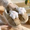 Chinelos de algodão para baixo feminino inverno quente fundo grosso pelúcia interior casa simples algodão sapatos outono lunar novembro sapatos atacado