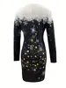 Vestido de Gola Redonda com Estampa de Floco de Neve Feminino para Uso Externo, Transfronteiriço Amazon Europeu e Americano