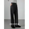 Calça Elegante de Tecido Fluido Wide-Leg para Mulheres 2026 Nova Coleção Início da Primavera Cintura Alta Emagrecedora Casual Calça Reta Solta